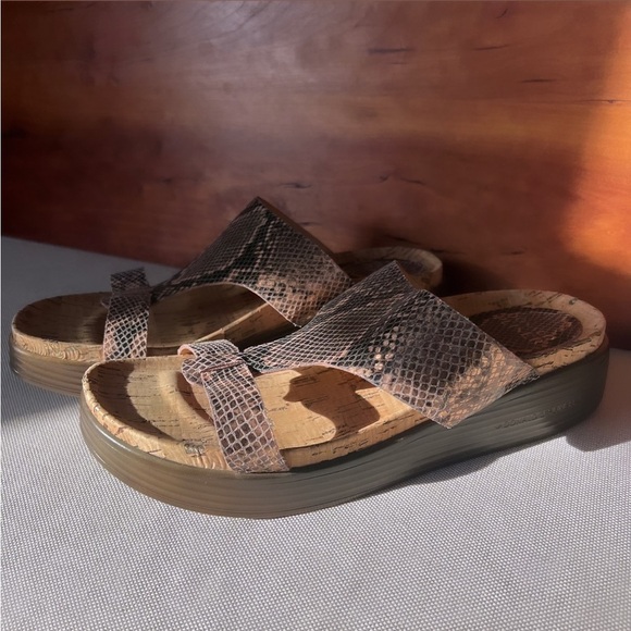 DONALD PLINER Fania Metallic Bronze Python Print Leather Platform Sandals Sz 9.5 - Picture 6 of 16